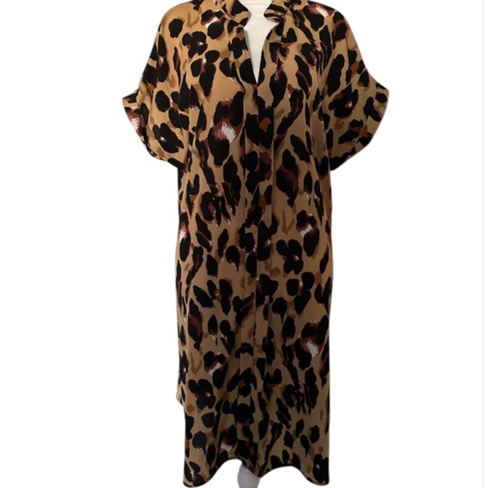 SHEIN Leopard Print Dress - Black and Brown